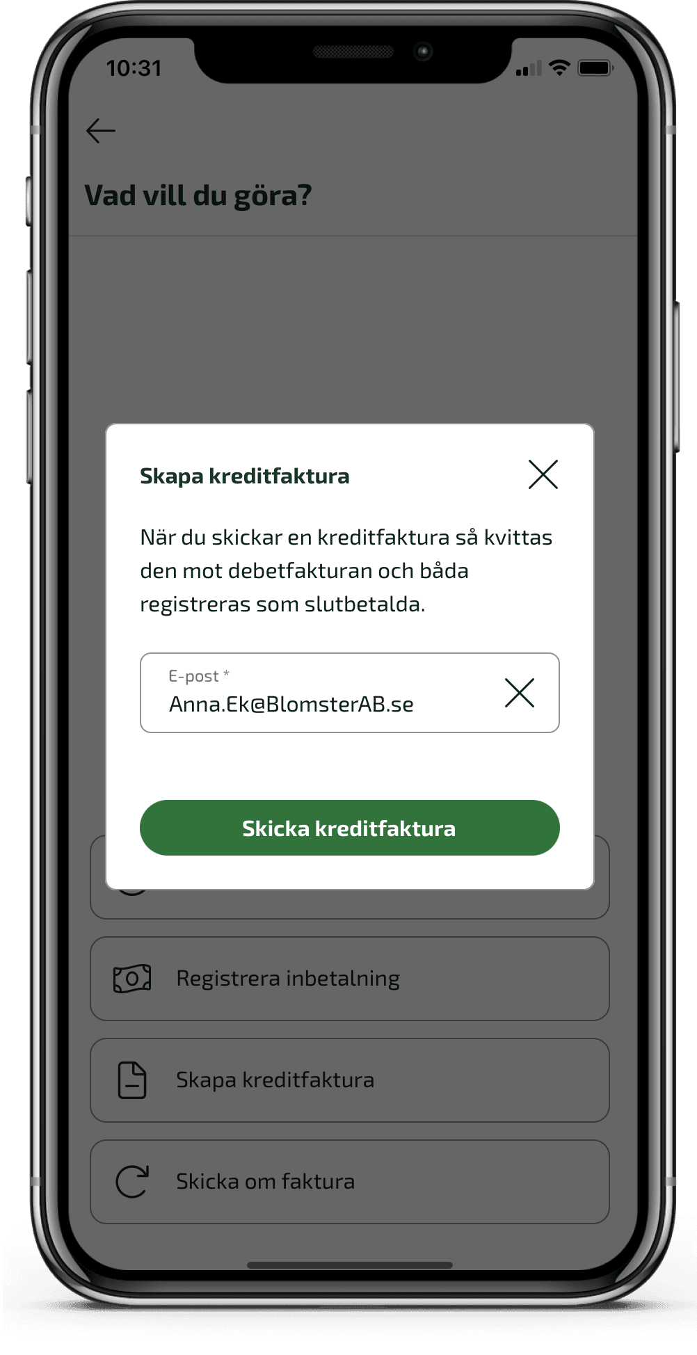 Skapa kreditfaktura i Enkel fakturering.