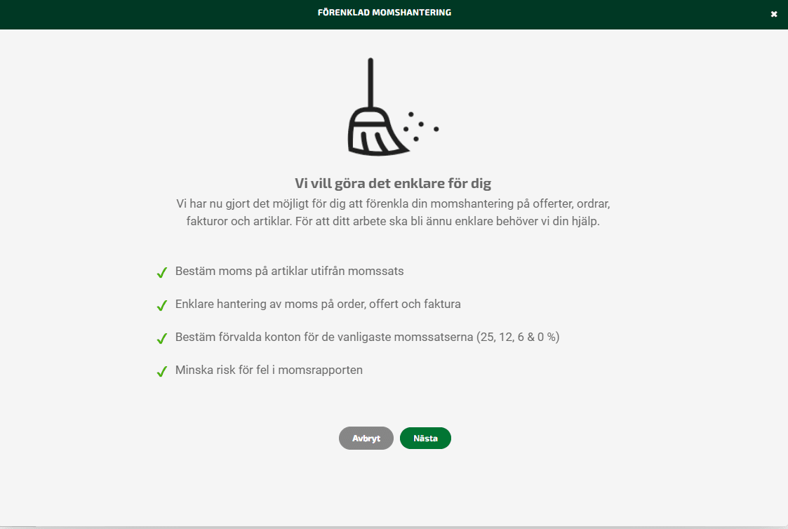 När du har klickat på Kom igång hamnar du på första sidan som beskriver vissa fördelar med att aktivera funktionen