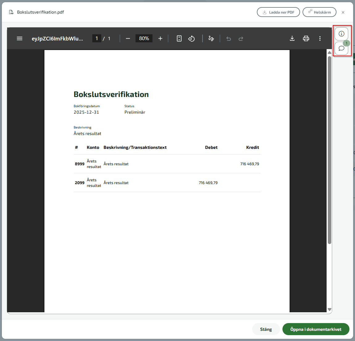 Se detaljer via informations-i:et, eller kommentera dokumentet via pratbubblan.