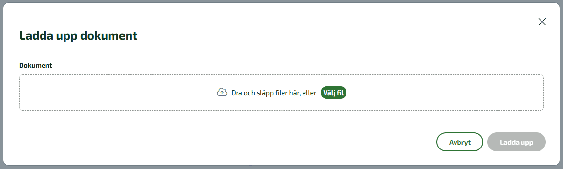 Dra och släpp filen i uppladdningsrutan, eller klicka på Välj fil för att välja ett dokumentet från din dator.