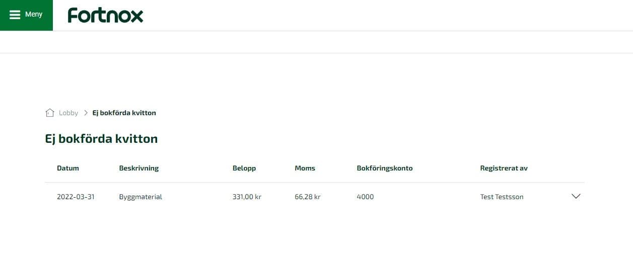 Har du behörighet att granska kvitton kan du även se dem på webben, under Meny - Kvitto.