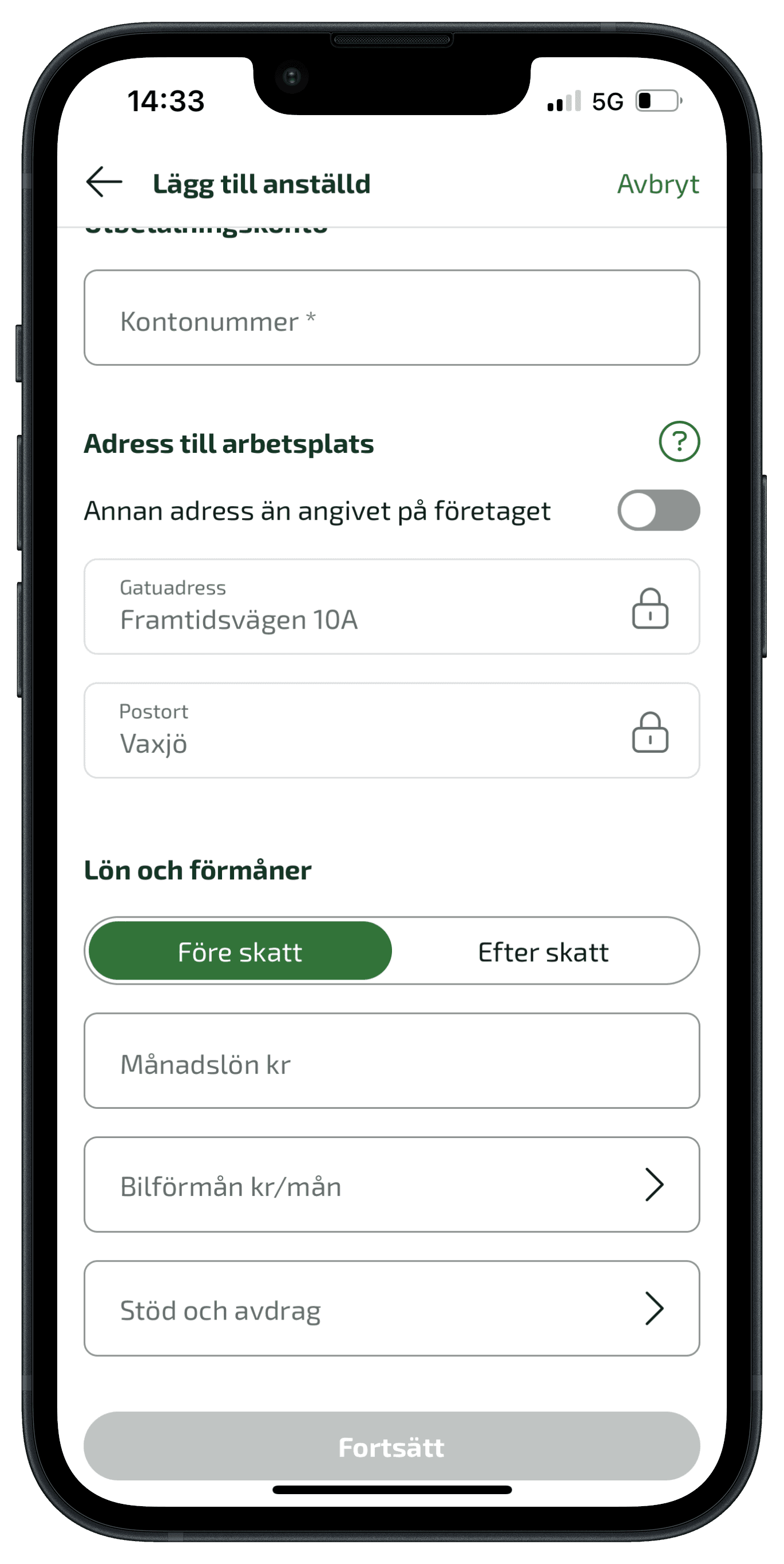 Här kan du ställa in Växa-stöd, Stöd för forskning och utveckling samt Regionalt stöd