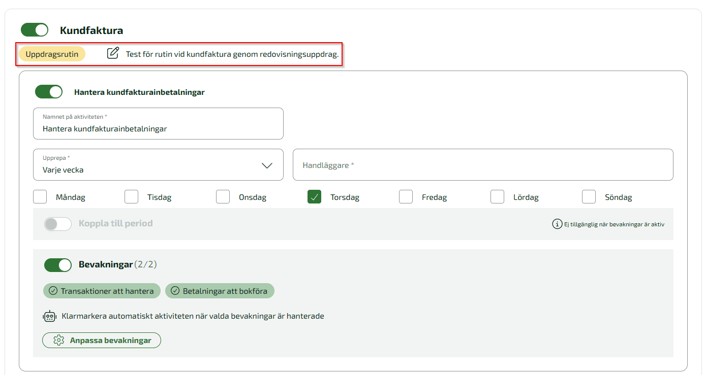 Upprätta en uppdragsrutin.