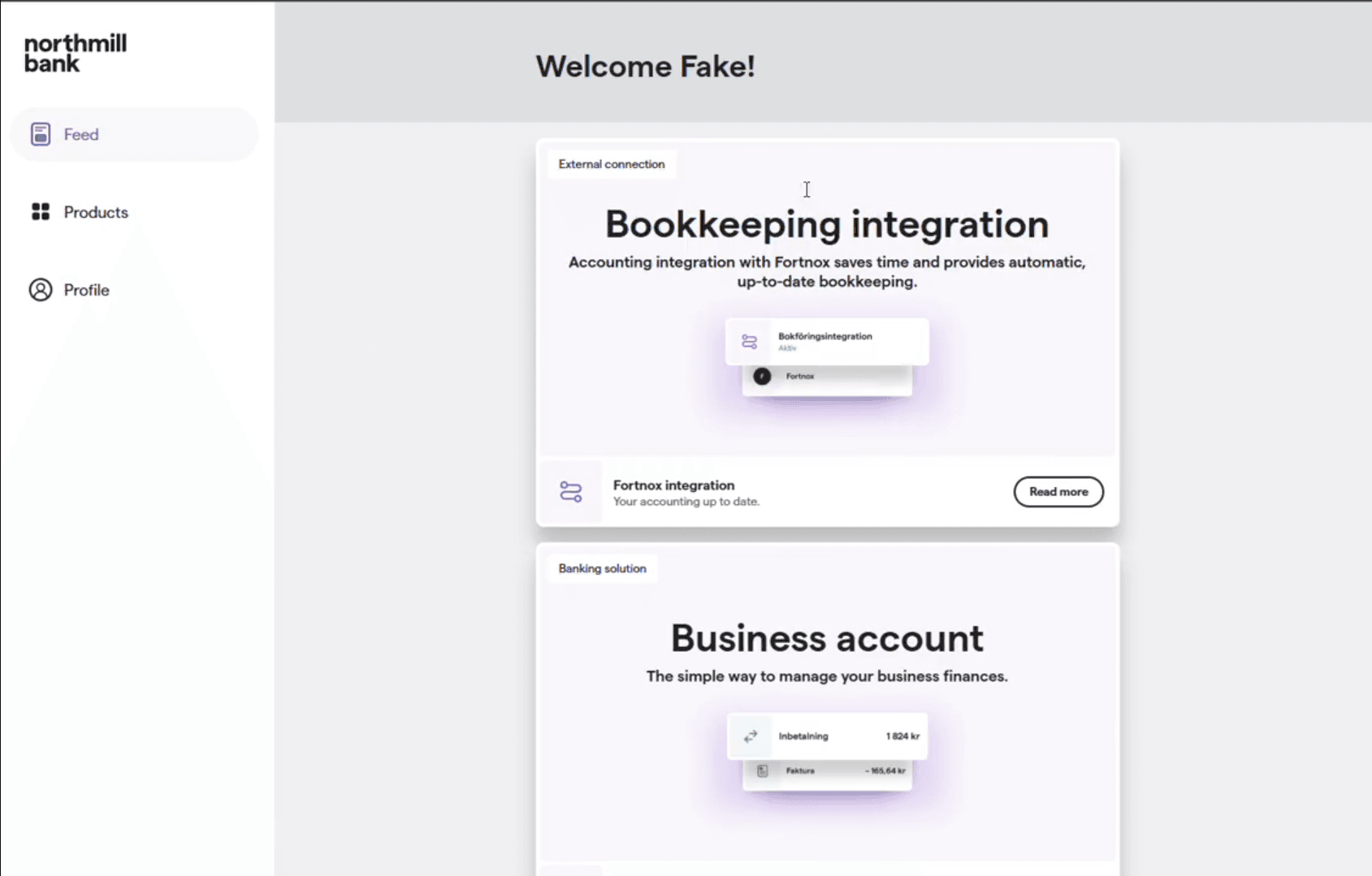 Logga in på Northmill Bank.