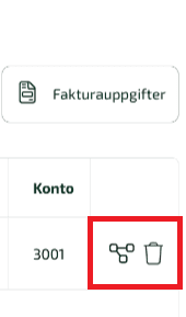 Klicka på symbolen för att lägga ett specifikt projekt eller kostnadsställe för just den raden.