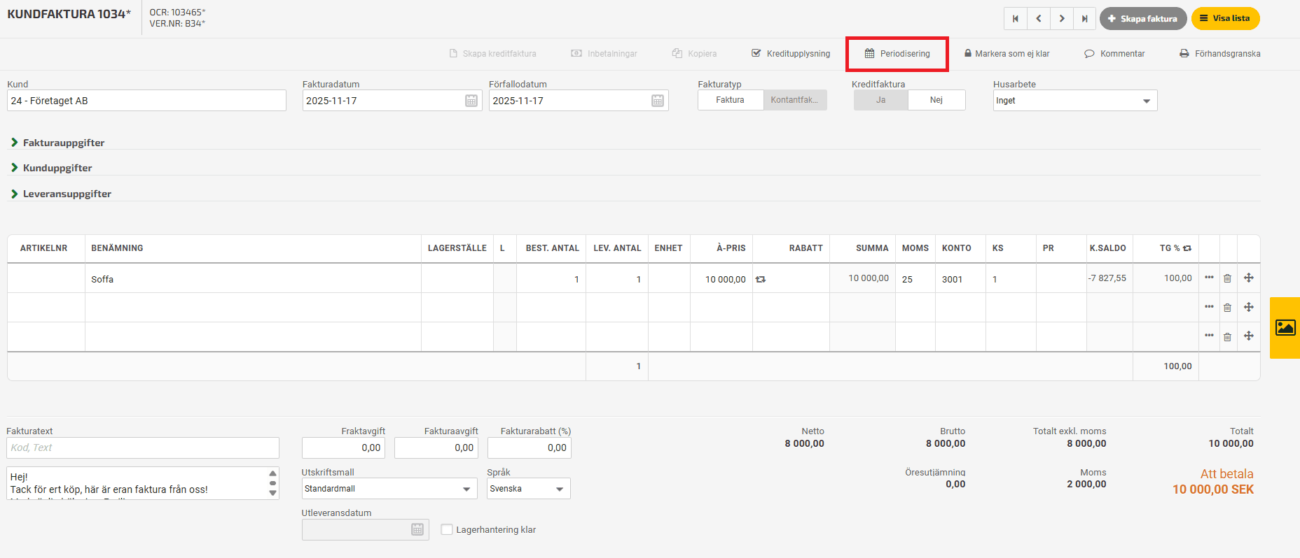 Klicka på Periodisering uppe till höger.