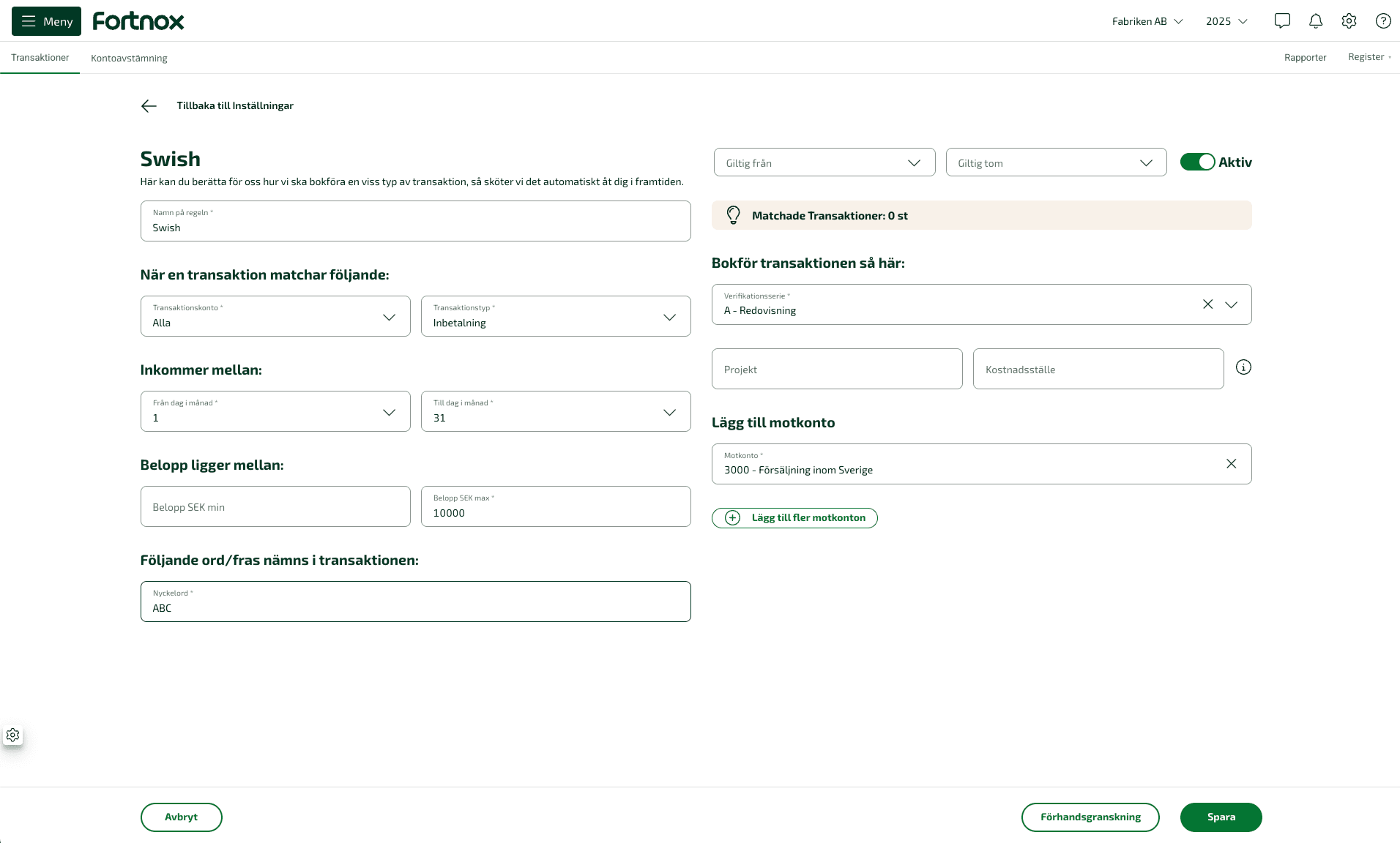 När du fyllt i alla fält kommer du att kunna klicka på knappen Lägg till fler motkonton.