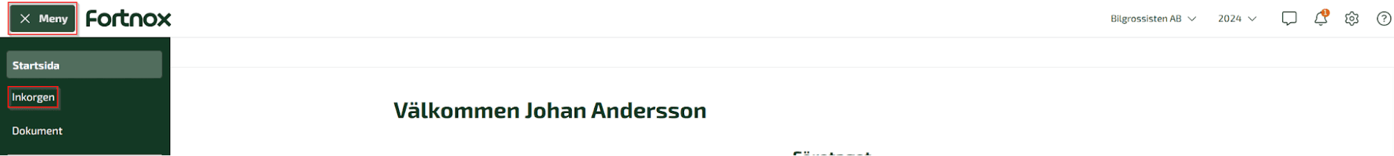 Du hittar dina ärenden genom att klicka Meny, Inkorgen och sedan på Byråsamarbete.