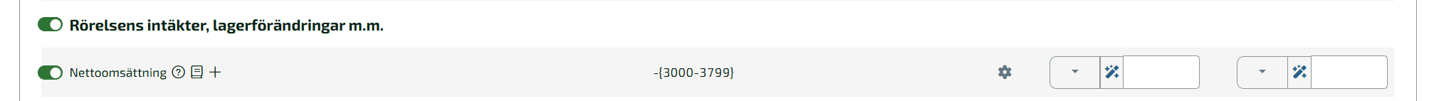 För att se ytterligare information om en rad, för muspekaren över den – då dyker symbolerna nedan upp.