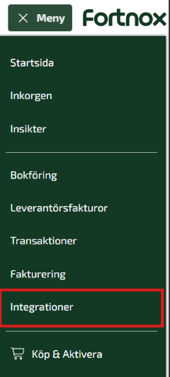 Den inbjudna användaren hittar sedan integrationen i sin meny i inloggat läge i Fortnox under fliken Integrationer.