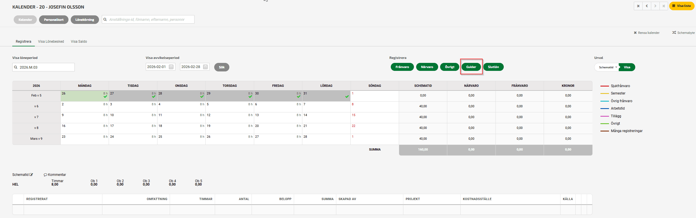 Klicka på knappen Guider.