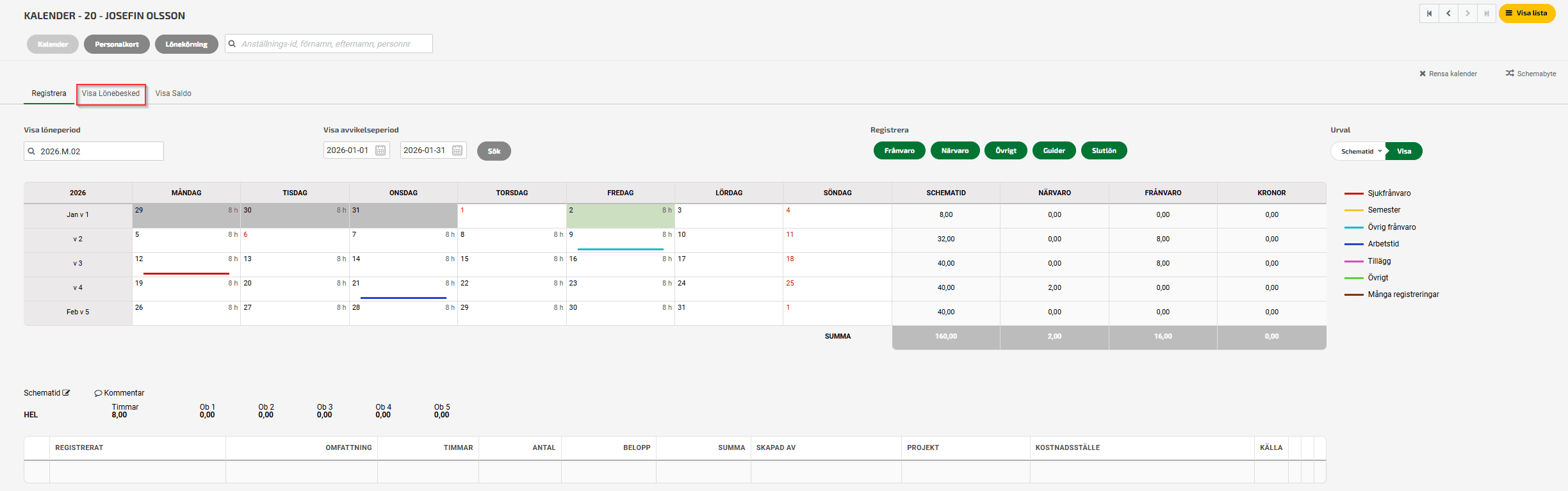 Vill du se alla dina lönebesked klickar du på fliken Visa lönebesked.