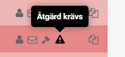 För att välja Indrivning behöver du klicka på varningstriangeln.