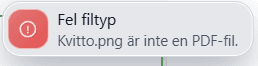Meddelande om fel filtyp.