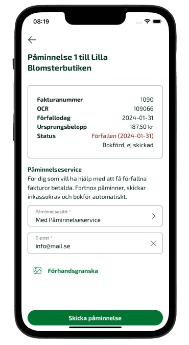 Tryck på knappen Skicka påminnelser.