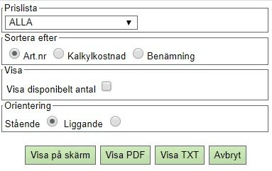 I den nya rutan som öppnas väljer du det urval du vill ha i ditt Artikelregister.