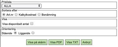 Urval för rapporten Artikelregister.