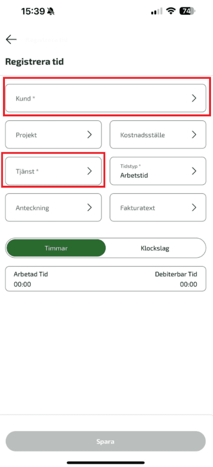 Välj vilken kund du har arbetat hos.
