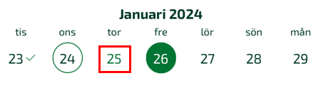 I Fortnox Tid registrerar du på ett specifikt datum genom att klicka på önskat datum.