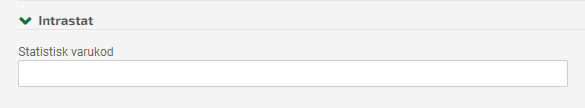 Märk artikeln med statistisk varukod från SCB för intrastatrapporten.