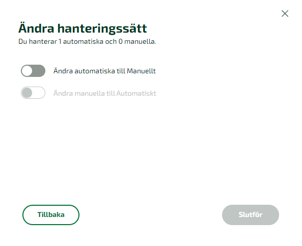 Ändra hanteringssätt på fakturan.