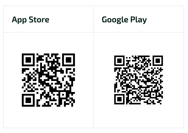 QR-koder för att ladda ner appen.