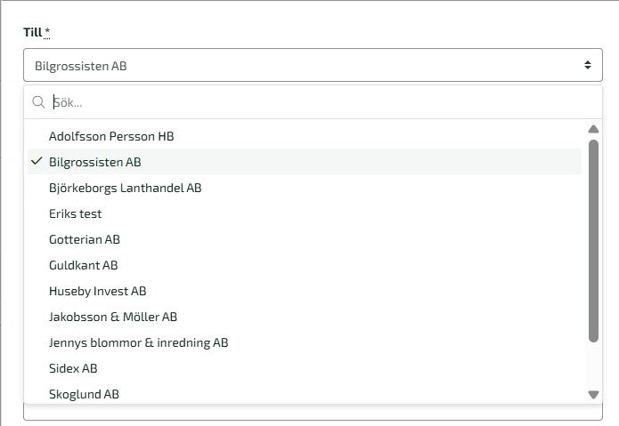 Under Till väljer du vilken klient ärendet avser.