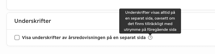 Slutligen kan du styra rapportens layout när det kommer till underskrifter.