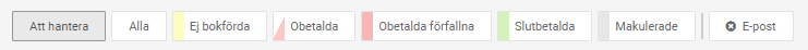 Filtrera på status som visas i olika färger.