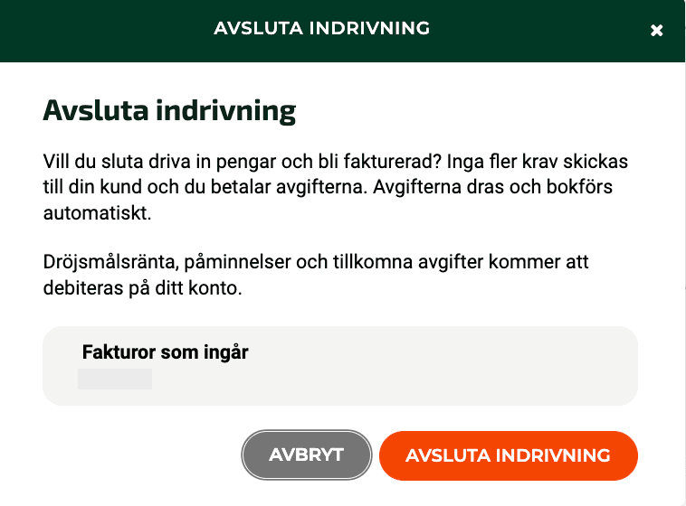 Klicka på Avsluta indrivning.