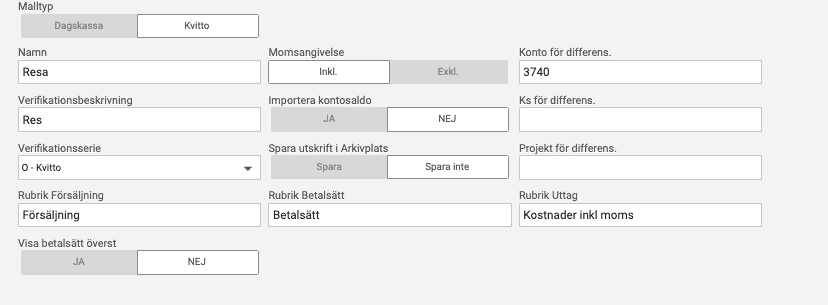 Exempel på mall för resor.