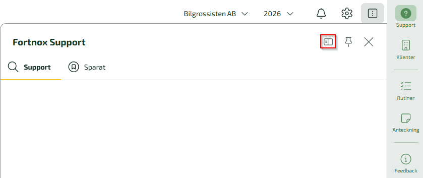 Du har möjlighet att välja vilken sida av skärmen som Byråkompanjonen ska visas.