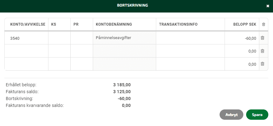 Har du fått betalt mer än kundfakturans saldo ska ett konto i bokföringen debiteras med det överstigande beloppet.