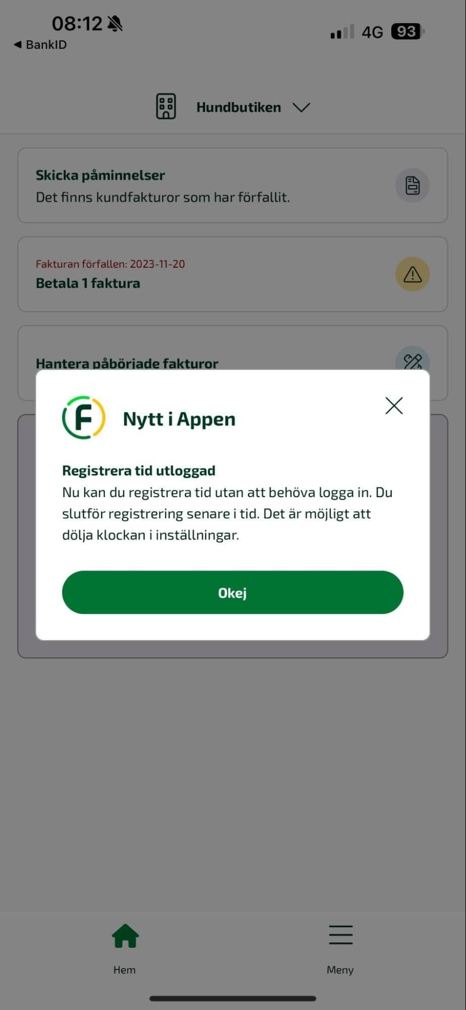 När du loggat in första gången i appen kommer du få upp en notis kring information, därefter kommer klockan i appen att fungera.