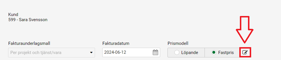 Du har även möjlighet att dölja text- och tidregistreringsrader på kundfakturan.