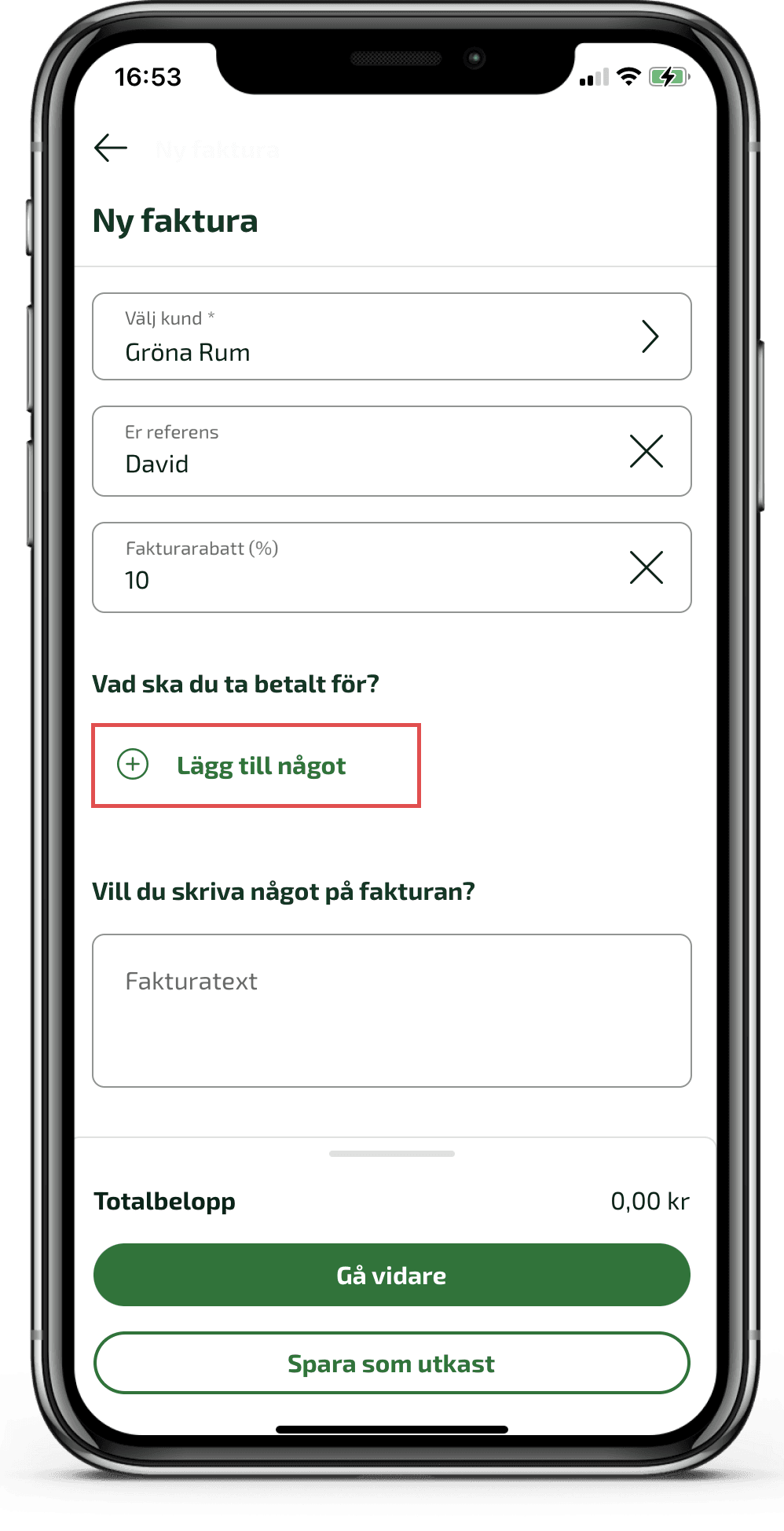 Klicka på Lägg till något under Vad ska du ta betalt för?.
