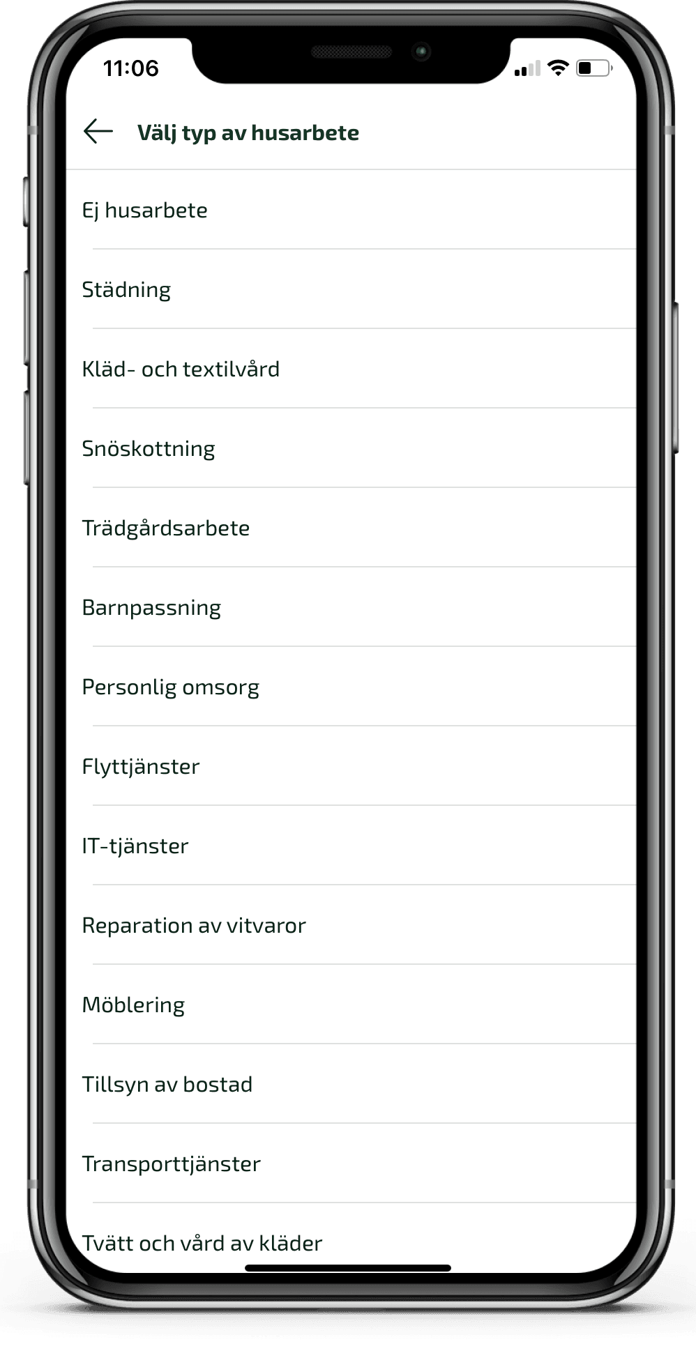 På en rut-kundfaktura visas rut-tänster.